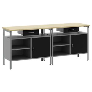 vidaXL T&ouml;&ouml;lauakomplekt sahtliga 2 pcs Must ja Hall 200 x 55 x 85 cm