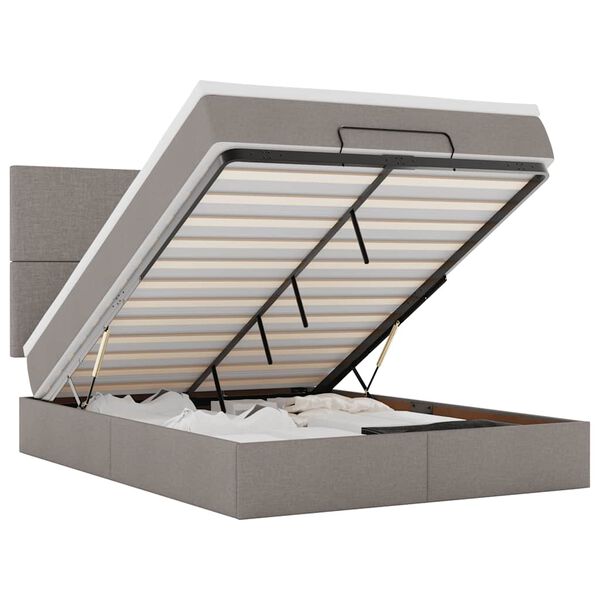 vidaXL ottomani voodi madratsiga&LED, pruunikashall, 140x200cm, kangas