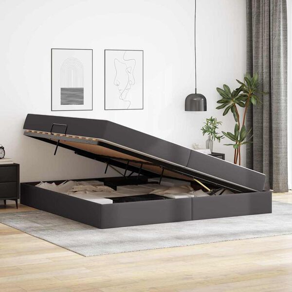 vidaXL Voodi hoiukohaga ja madratsiga madratsiga 2 pcs Hall Nahk