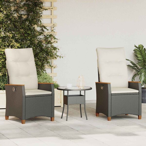 vidaXL Lamav aialtool Must ja kreem 64 x 57,5 x 112 cm pol&uuml;rotang