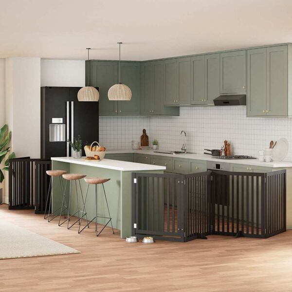 vidaXL kokkupandav koerav&auml;rav uksega, 12 paneeli, must 960 cm, pappel