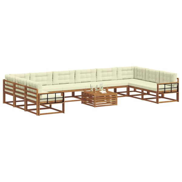 vidaXL V&auml;li diivanikomplekt padjaga 11 pcs Looduslik ja kreem