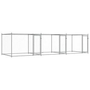 vidaXL koeraaedik, ustega, hall, 6x2x1,5 m, tsingitud teras