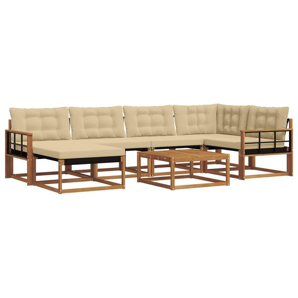 vidaXL V&auml;li diivanikomplekt 19 pcs Looduslik ja beež Tugev akatsiapuu