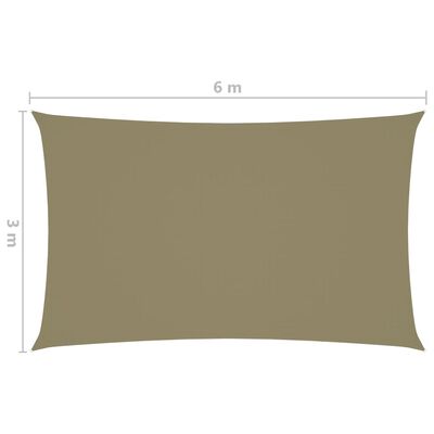 vidaXL oxford-kangast päikesepuri, ristkülik, 3 x 6 m, beež