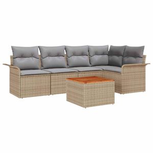 vidaXL Aia Diivanikomplekt 6 pcs Beež ja heledhall pol&uuml;rotang