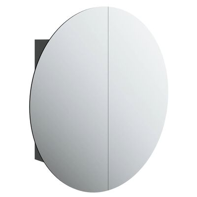 vidaXL vannitoakapp ümmarguse peegli ja LED-iga, must, 54x54x17,5 cm