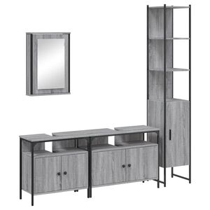 vidaXL 4-osaline vannitoam&ouml;&ouml;bli komplekt, hall Sonoma tamm, tehispuit