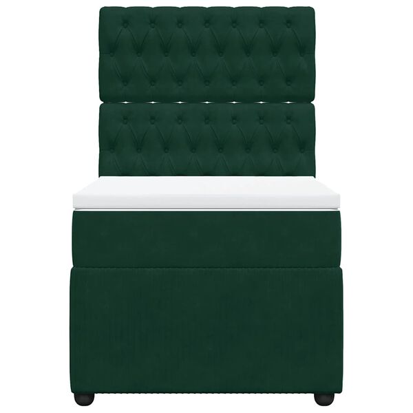 vidaXL kontinentaalvoodi madratsiga, tumeroheline, 90x200 cm, samet