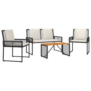 vidaXL V&auml;lis m&ouml;&ouml;bli komplekt padjaga 4 pcs Must ja kreemvalge