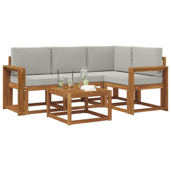 vidaXL V&auml;li diivanikomplekt padjaga 5 pcs Looduslik ja Hele Hall