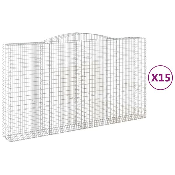 vidaXL kaarekujulised gabioonkorvid 15 tk, 400x50x220/240 cm, raud