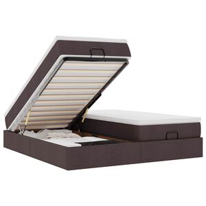 vidaXL Ottomani voodiraam madratsitega, tumepruun, 180x200cm, kangas