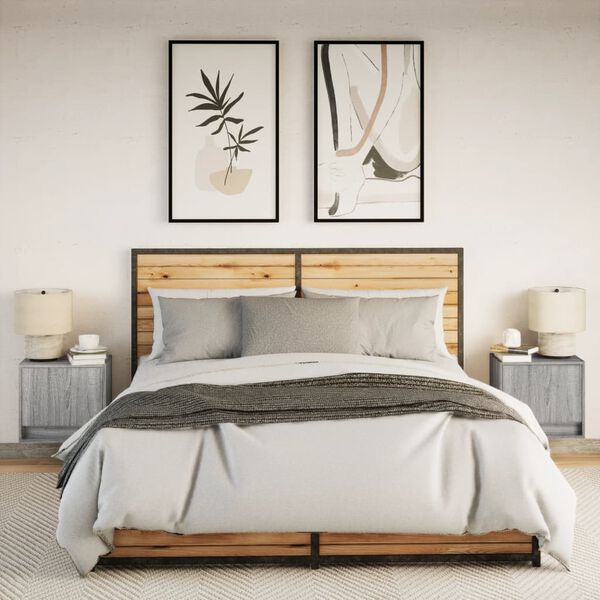 vidaXL seinale kinnitatavad öökapid LED-tuledega 2 tk, hall Sonoma