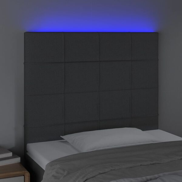 vidaXL LED-voodipeats, tumehall, 100x5x118/128 cm, kangas