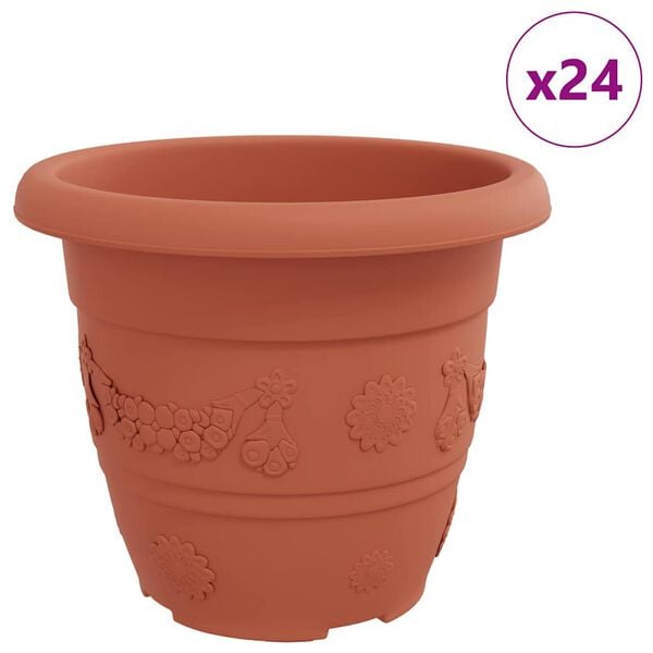 vidaXL &Uuml;mmargune lillepott 24 pcs Kohviroosa &Oslash; 26 x 21.5 cm Plastmass