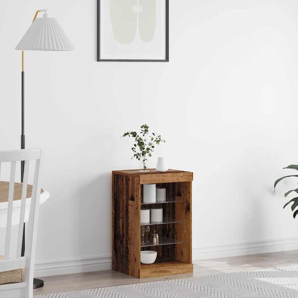 vidaXL LED Kummuti Vana puit 41 x 37 x 67 cm Tehispuit