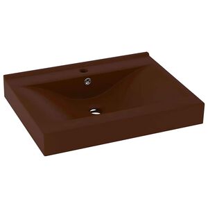 vidaXL valamu kraaniavaga matt tumepruun 60 x 46 cm keraamiline