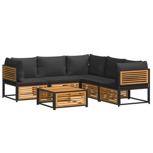 vidaXL 6-osaline aiam&ouml;&ouml;bli komplekt patjadega, akaatsiapuit