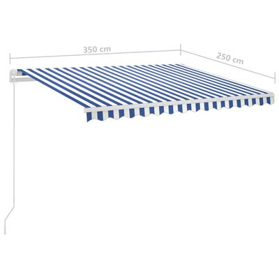 vidaXL automaatselt sissetõmmatav varikatus, 3,5 x 2,5 m sinine, valge