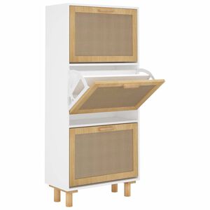 vidaXL kingakapp, valge, 52x25x115 cm, tehispuit ja naturaalne rotang