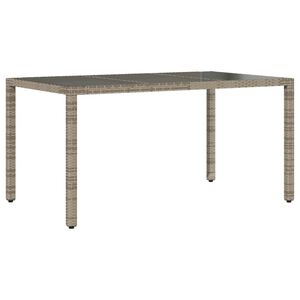 vidaXL aialaud klaasplaadiga, hall, 150x90x75 cm, pol&uuml;rotang