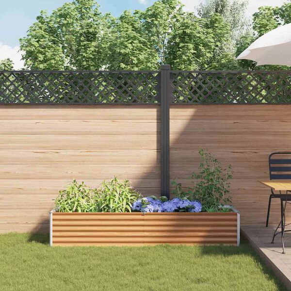 vidaXL K&otilde;rgendatud aia taimelava Helepruun 195 x 50 x 36 cm Tsinkteras