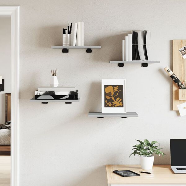 vidaXL seinariiulid 4 tk, hall Sonoma tamm, 40x30x1,5 cm, tehispuit