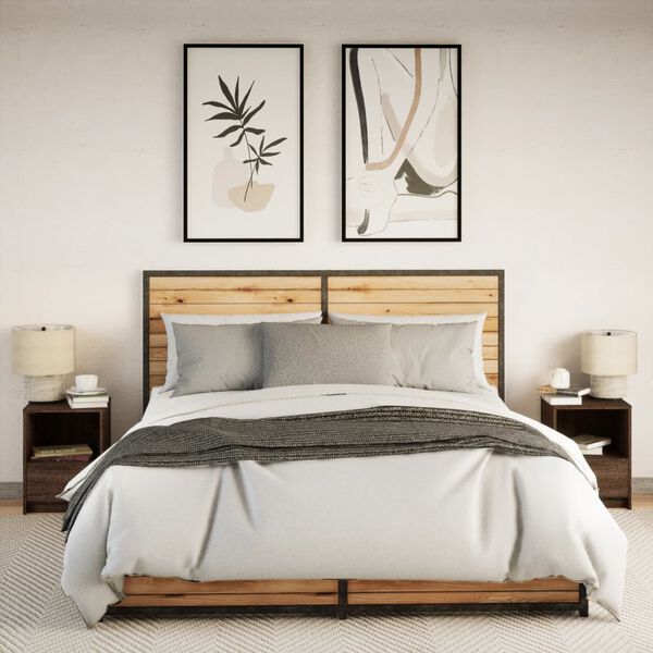 vidaXL &ouml;&ouml;kapid LED-valgustusega 2 tk, pruun tamm, tehispuit