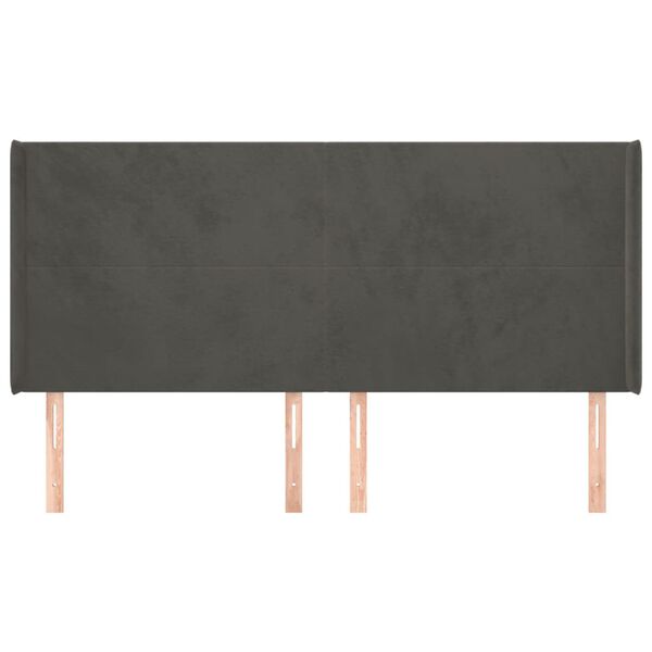 vidaXL voodipeats servadega, tumehall, 203x16x118/128 cm, samet