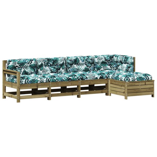 vidaXL 5-osaline aiam&ouml;&ouml;bli komplekt patjadega, immutatud m&auml;nnipuit