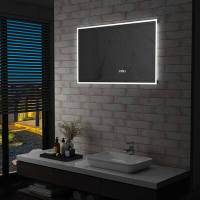 vidaXL vannitoa LED-seinapeegel puuteanduri ja ajanäidikuga 100x60 cm