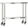 vidaXL köögi töölaud ratastega, 110x30x85 cm, roostevaba teras