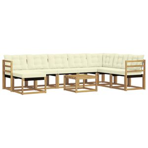 vidaXL V&auml;li diivanikomplekt padjaga 9 pcs Valge ja kreemjas