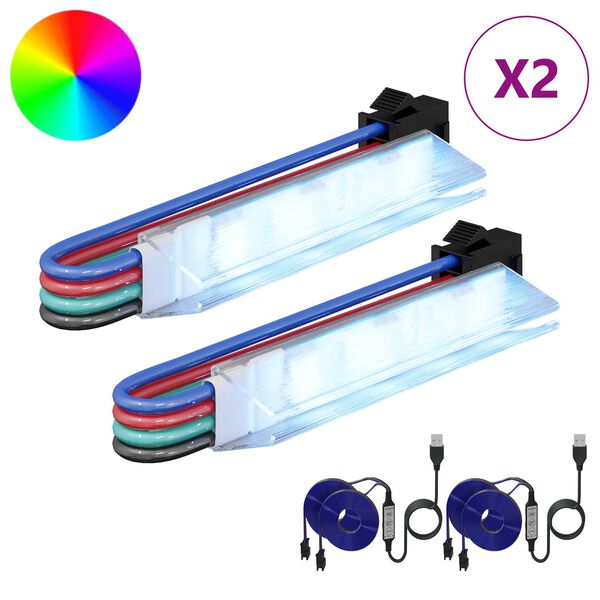 vidaXL LED Ribad 2 pcs Must ja mitmev&auml;rviline 1745 mm Vask ja plastik