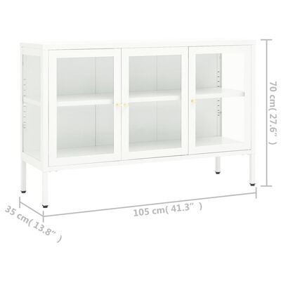 vidaXL puhvetkapp, valge, 105 x 35 x 70 cm, teras ja klaas
