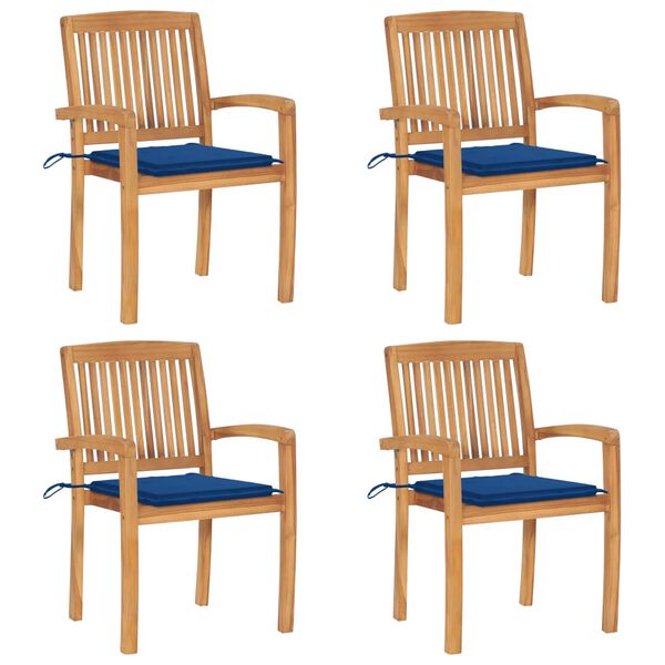 vidaXL virnastatavad patjadega aiatoolid, 4 tk, tiikpuit