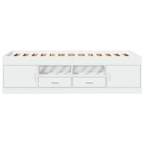 vidaXL sahtlitega päevavoodi, ilma madratsita, valge, 90 x 190 cm