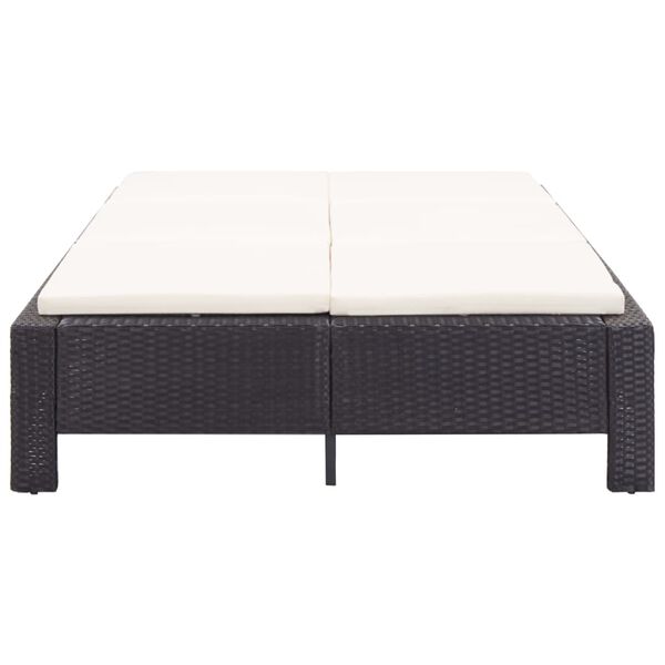 vidaXL kaheinimese päevitustool, pehmendus, must, polürotang