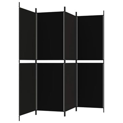 vidaXL 4 paneeliga ruumijagaja, must, 200 x 180 cm, kangas