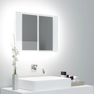 vidaXL LED-peeglikapp kõrgläikega valge 60x12x45 cm, akrüül