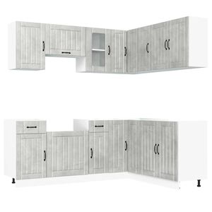 vidaXL 11-osaline k&ouml;&ouml;gikapi komplekt Lucca, betoonhall, tehispuit