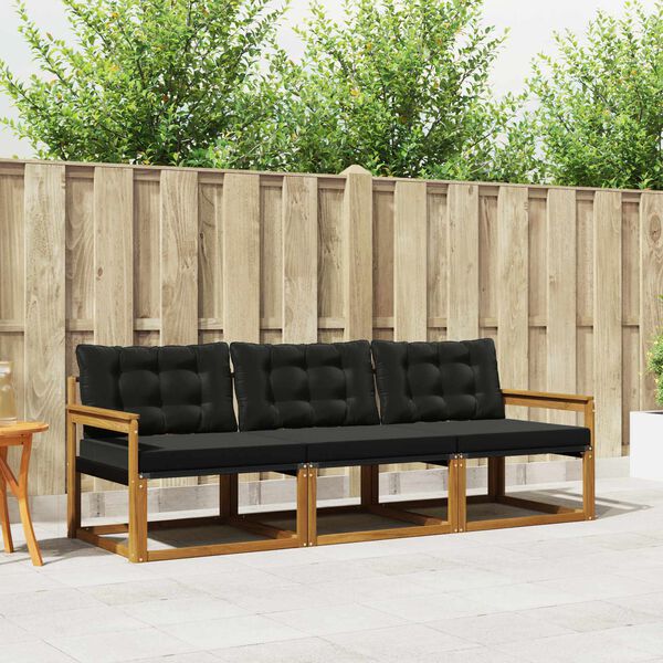 vidaXL V&auml;li diivanikomplekt padjaga 3 pcs Looduslik ja must