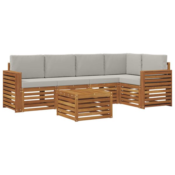 vidaXL Diivanikomplektid 6 pcs Looduslik ja Hele Hall Tugev akatsiapuu