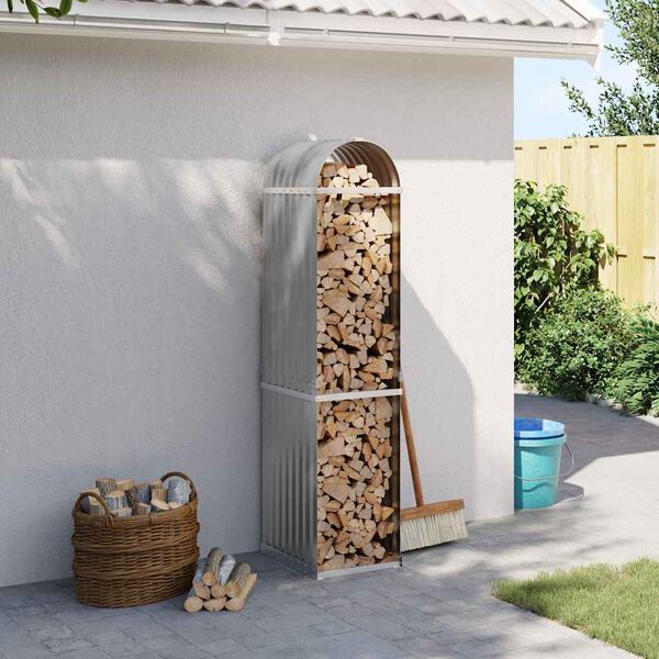 vidaXL küttepuude alus, helehall, 40x45x170 cm, tsingitud teras