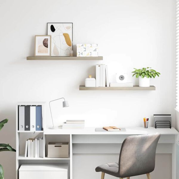 vidaXL seinariiulid, 2 tk, tammev&auml;rvi, 90 x 23,5 x 3,8 cm MDF