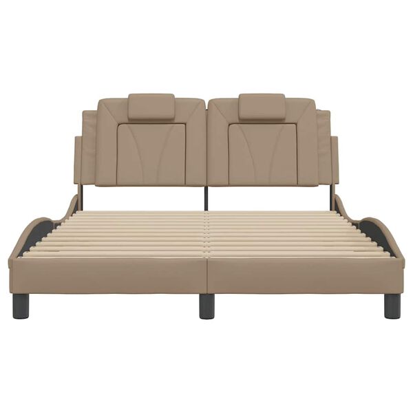 vidaXL voodiraam Viana ilma madratsita, cappuccino, 140 x 200 cm, kunstnahk