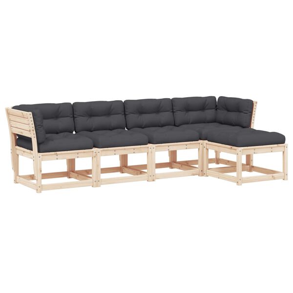 vidaXL 5-osaline aiadiivani komplekt patjadega, männipuit