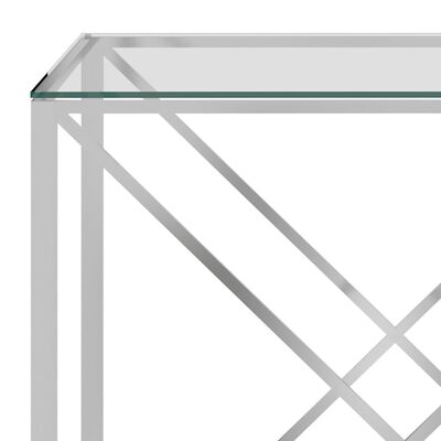 vidaXL kohvilaud hõbedane, 120x60x45 cm, roostevaba teras ja klaas