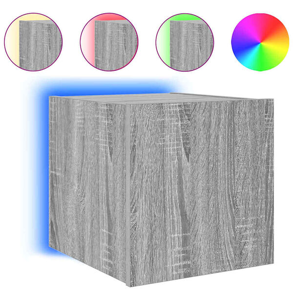 vidaXL teleri seinakapp LED-tuledega, hall Sonoma, 30,5 x 35 x 30 cm